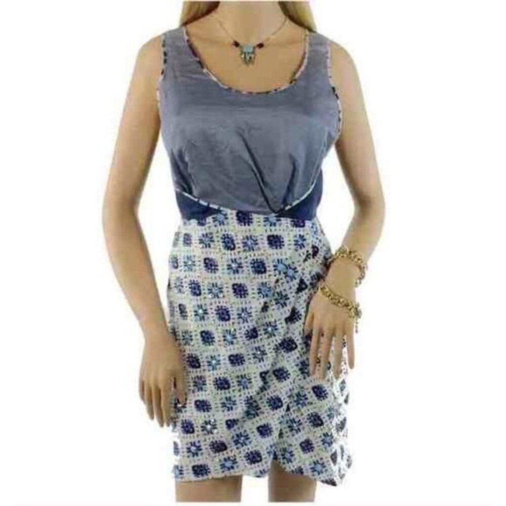 NWT Sachin & Babi Studded Silk Geometric Mini Sheath Wrap Dress | Y2K Coastal 6 - Picture 2 of 9
